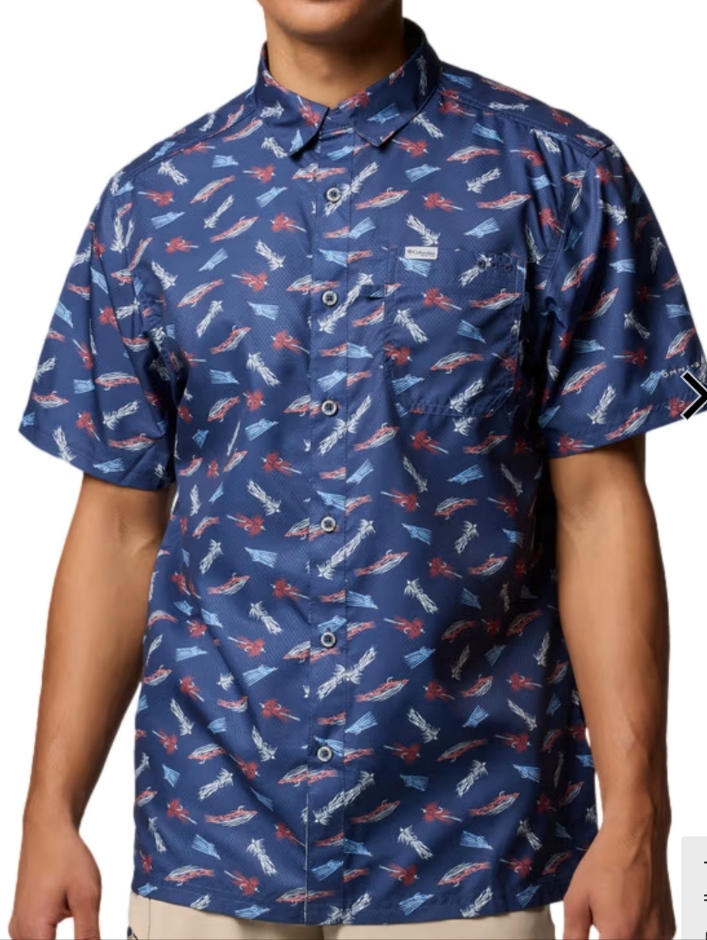Columbia Navy Blue Short-Sleeve Button-Up Shirt Size Small New